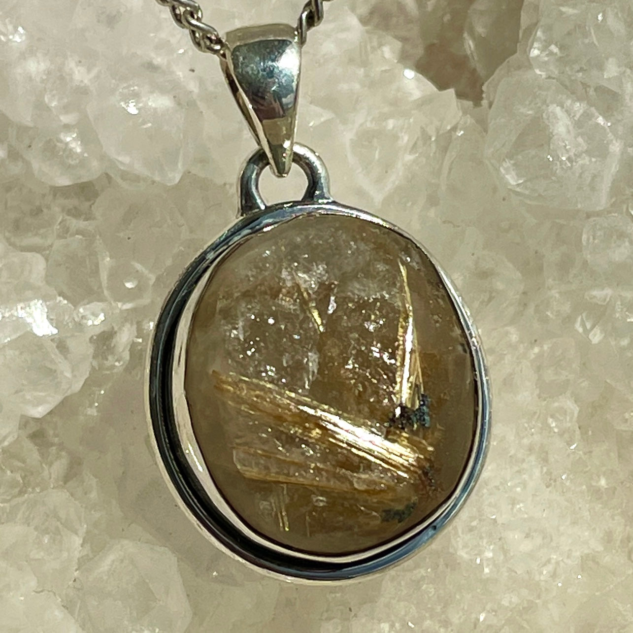 Golden Rutile Silver Pendant - SP96 Golden Rutile Silver Pendant - SP96